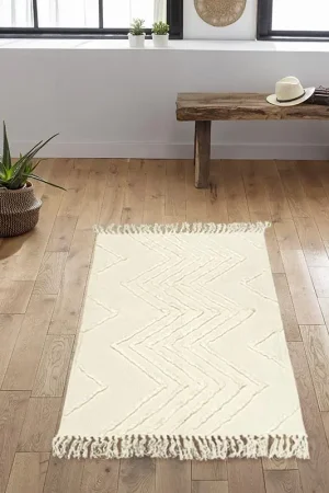 Tapis coton 'Elie' écru Pas Cher